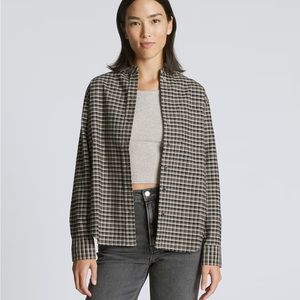 Everlane The Relaxed Oxford Shirt in Falcon Mini Plaid